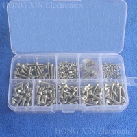 300pcsset m3 cap head 304 stainless steel hex socket screws bolt with hex nuts assortment kit repair tool box fastener screw