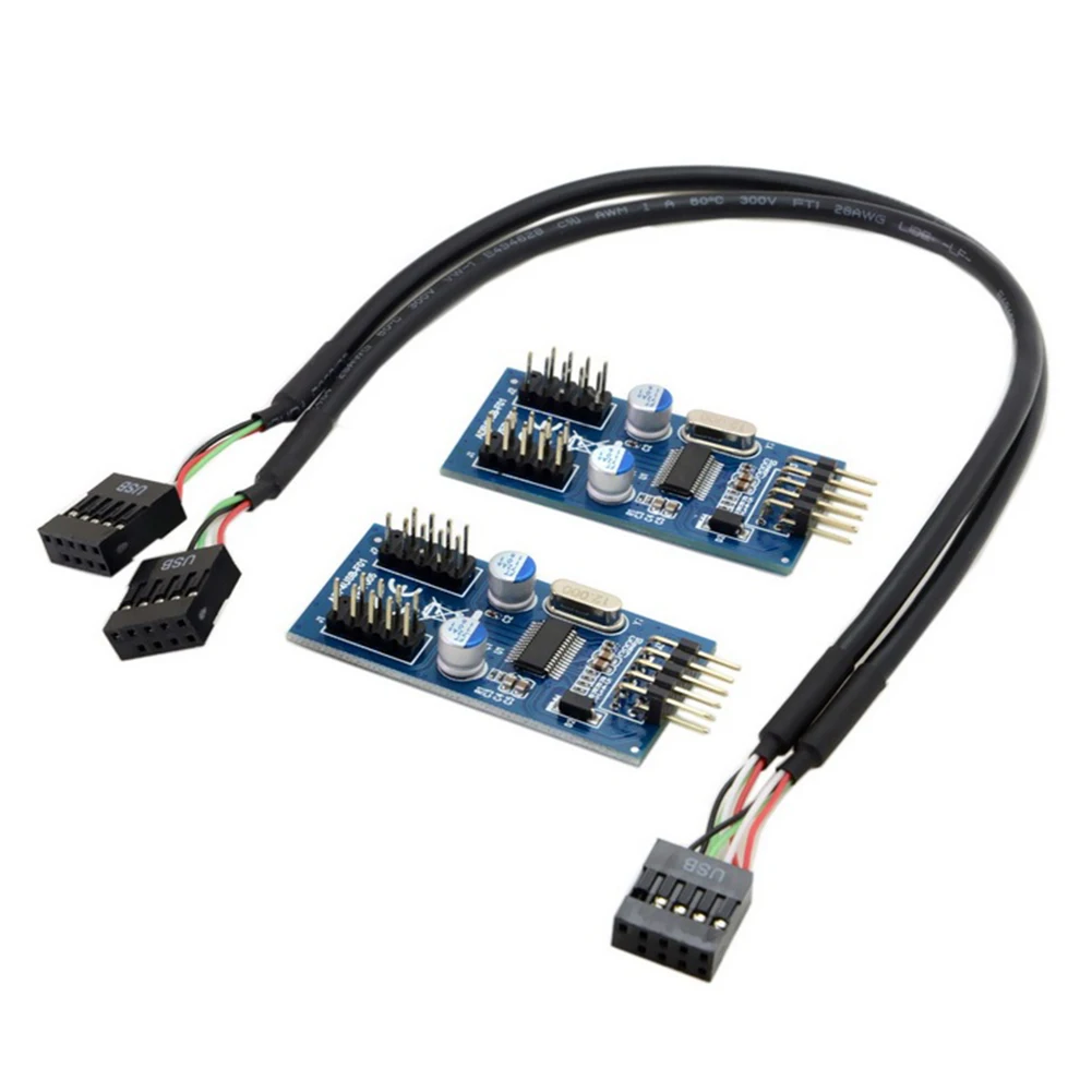 9 pin USB 2 0 Заголовок к 2/4 Женский удлинитель Кабель адаптер Порт мультипликатор