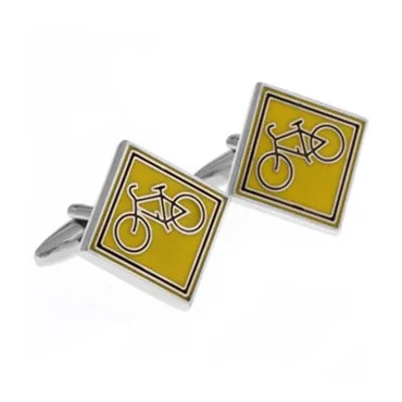 Yellow Bike Cufflink Cuff Link 1 Pair Retail Free Shipping Promotion | Tie Clips &amp Cufflinks