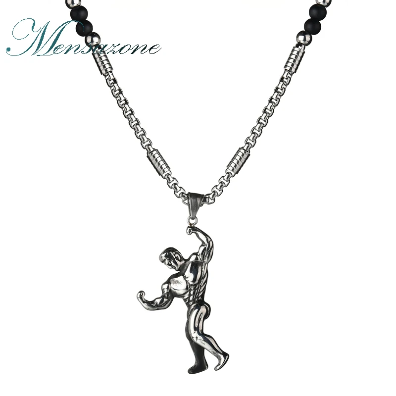 Мужская Фитнес цепочка MENSAZONE на шею с бусинами в стиле панк рок украшение для