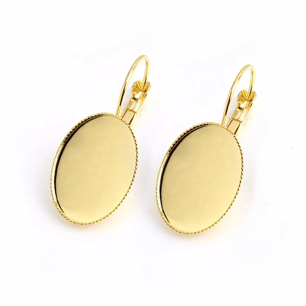 

10pcs/lot Gold Color Earrings Blank Cabochon Base Fit 10X14mm 13x18mm 18x25mm Setting Cameo Bezels Tray DIY Jewelry Making