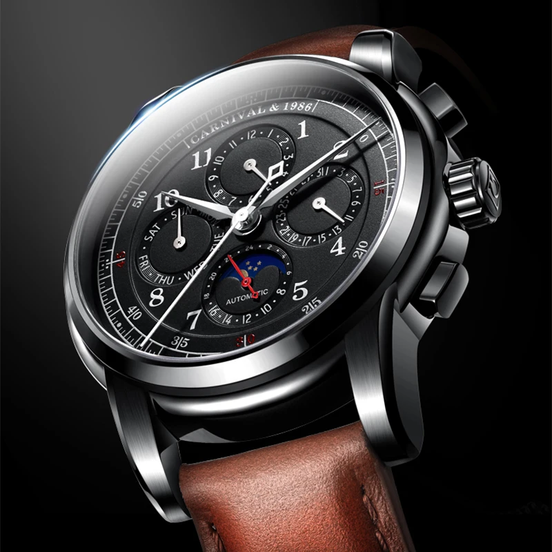 Часы наручные мужские автоматические с кожаным ремешком 2018|clock brand|clock fashionclock men