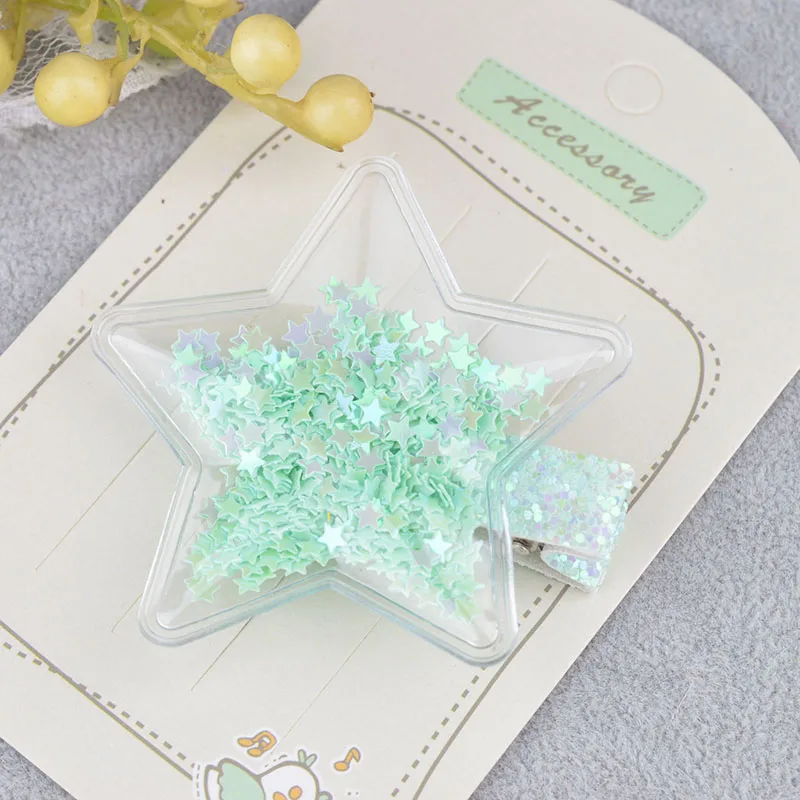 Star Green Новые прозрачные ПУ с красочными блестками звезды дети заколки для волос Дети звезды прекрасная Корона шпилька девушки аксессуары для волос - Цвет: Star Green