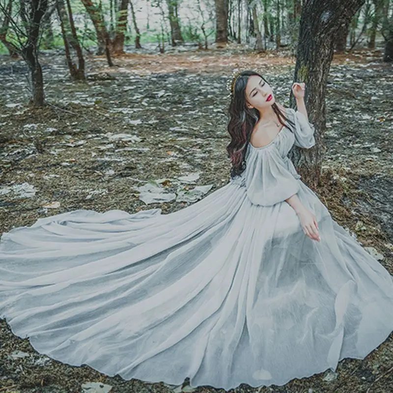 Женское платье однотонное с вырезом лодочкой рукав лепесток длинное пляжное