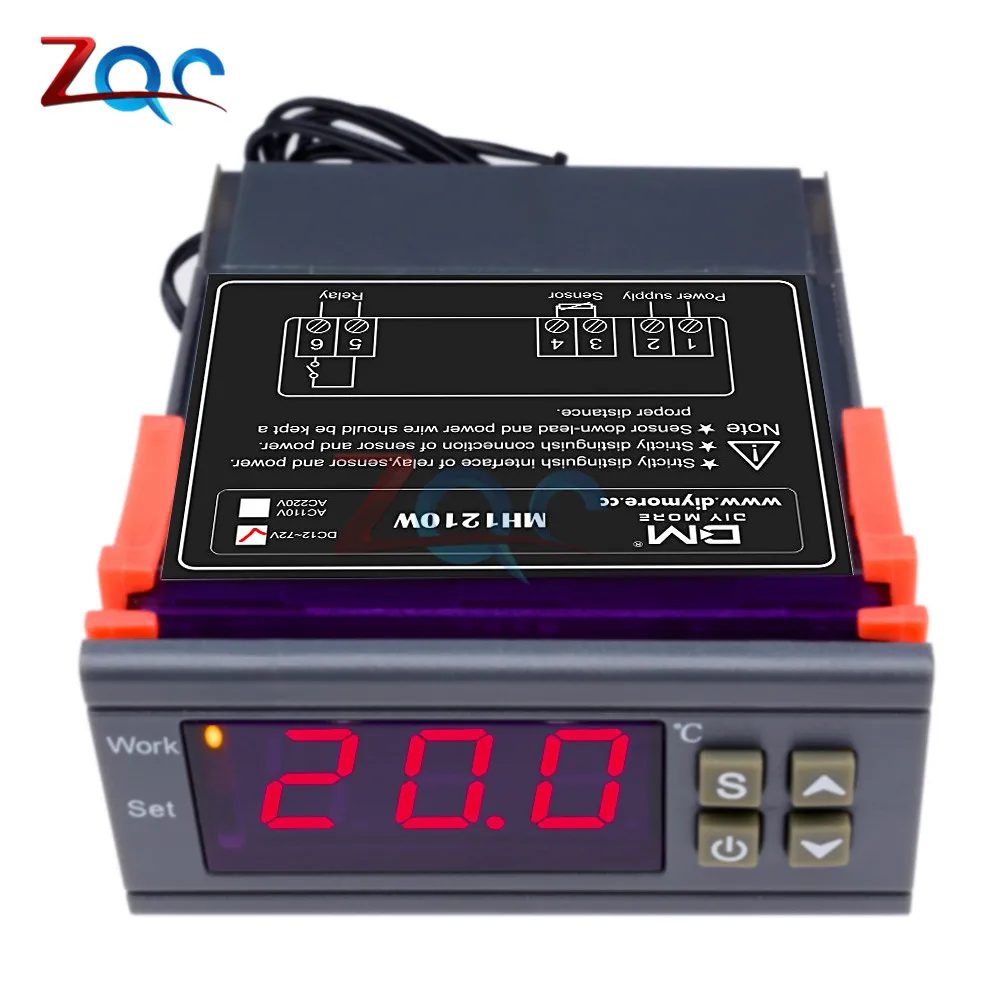 AC 110-220V DC 9 V-72 V 10A цифровой термостат регулятор температуры контроллер термометра контроль нагрева охлаждения NTC датчик