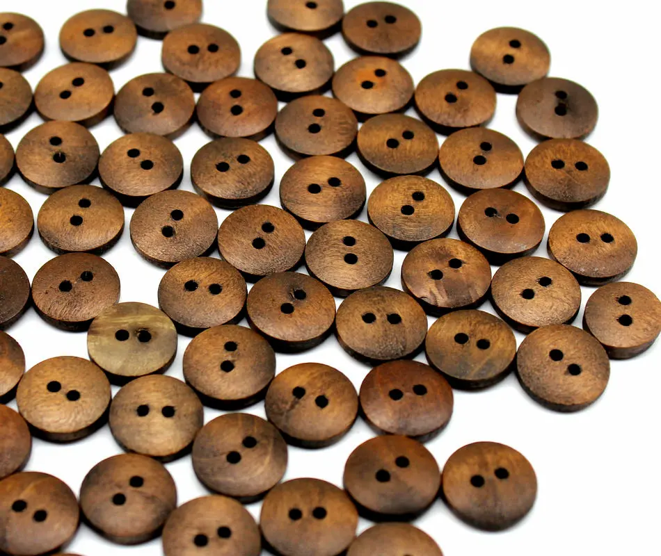

800pcs Small Coffee Brown Wooden Buttons, Natural Wood Button, Coffee Brown Wooden Two Holes 13mm Tiny Wood Button