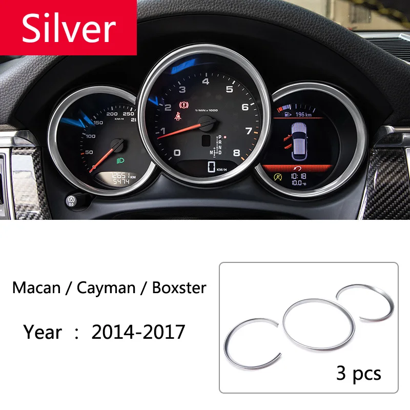 Silver Автомобильный Стайлинг приборной панели декоративная светящаяся гирлянда крышка рамка наклейки для Porsche Macan Cayman Boxster Panamera cayenne аксессуары - Название цвета: Silver