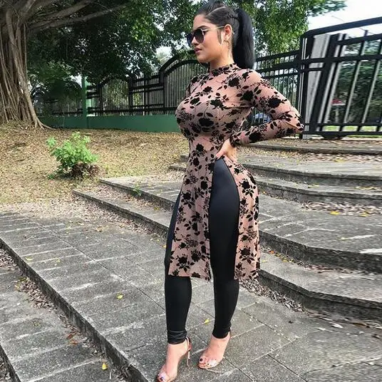 Женская Формальная Элегантная футболка с круглым вырезом длинным рукавом и