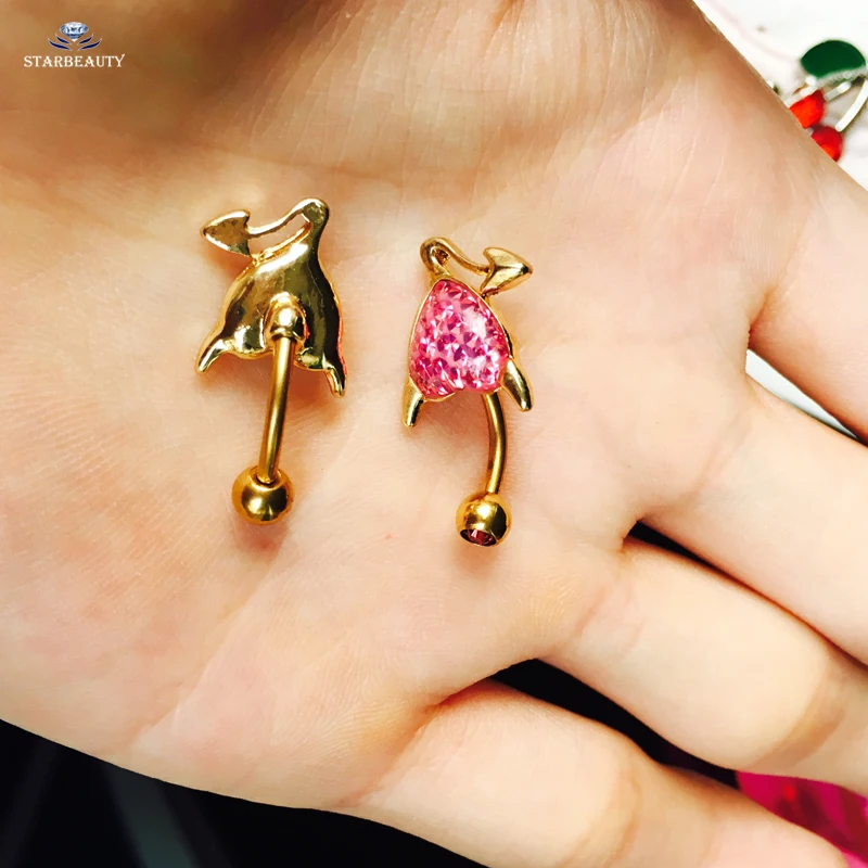 Новое поступление кольцо для живота в форме дьявола из розового и белого