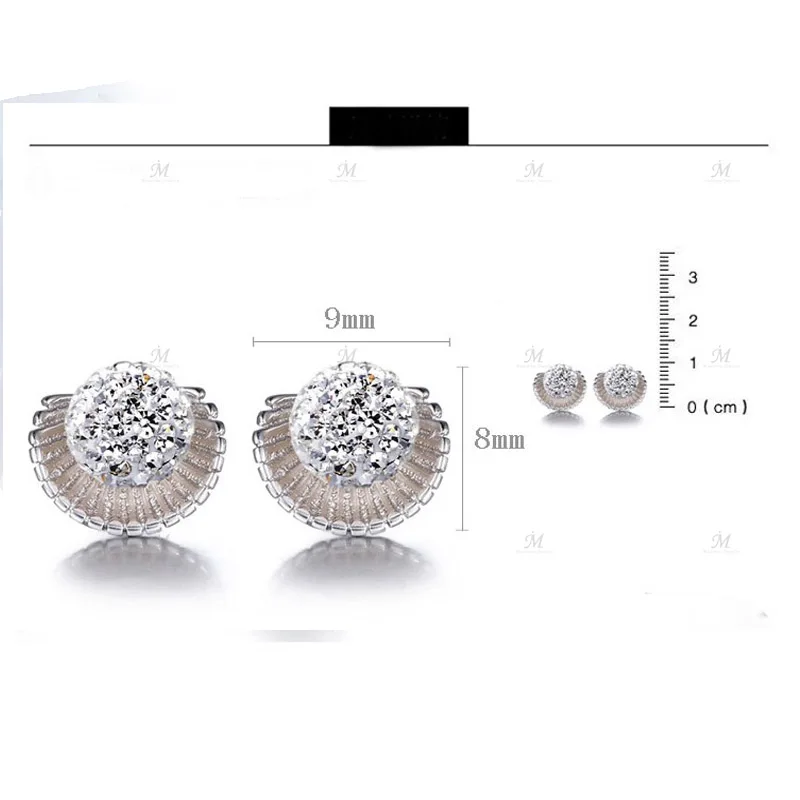 Женские серьги гвоздики с цирконом кристаллами покрытые серебром|jewelry findings