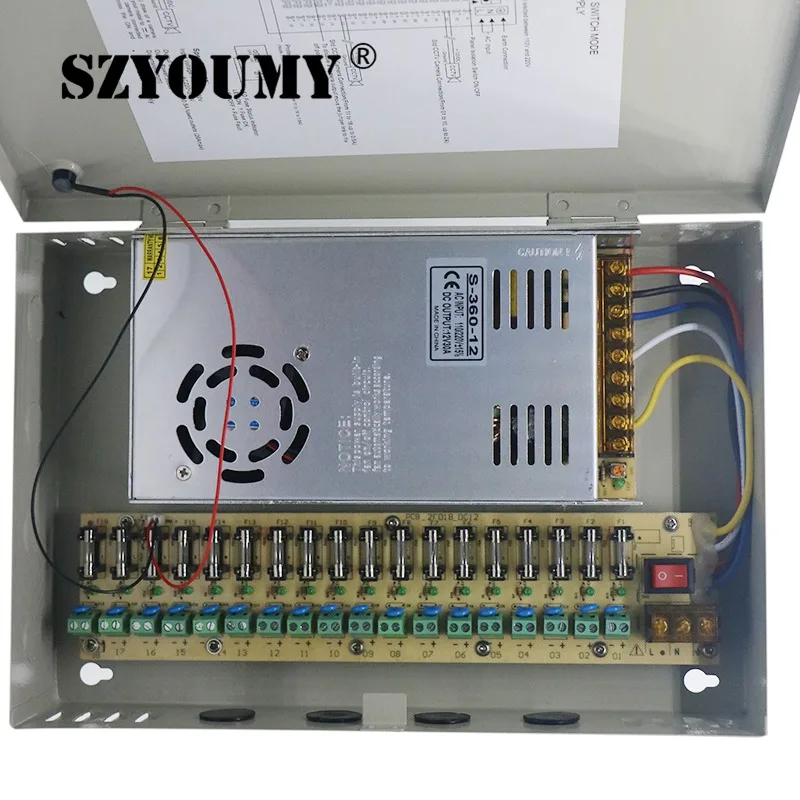 

SZYOUMY DC12V 30A 18 Channel Power Supply Adapter for CCTV Camera CCTV System 12V Security professional Converter Adapter