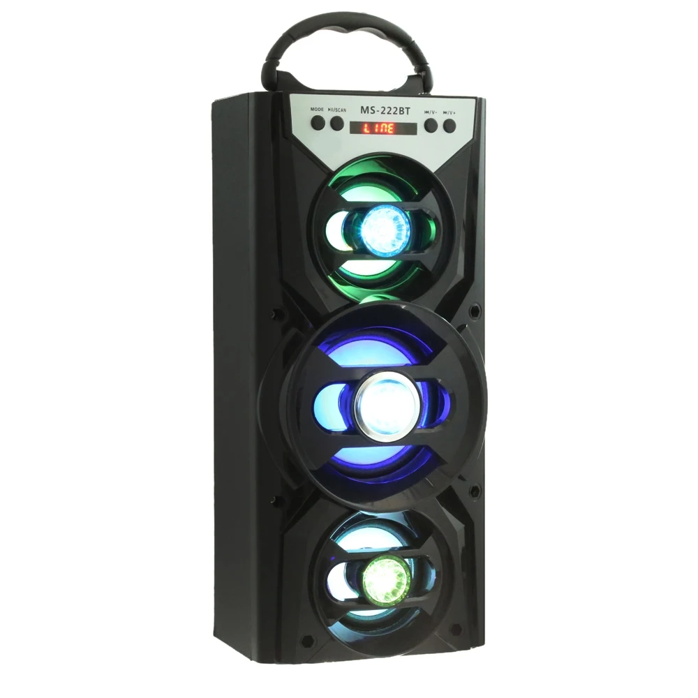 MS-222BT Портативный Bluetooth Динамик FM радио AUX светодиодный Подсветка USB слот карты