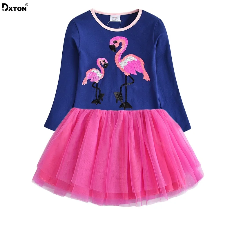 Dxton Baby Girl Dresses Cartoon Kids Girls Clothes Christmas Vestidos Long Sleeve For 3-8 Year LH4575 | Детская одежда и обувь