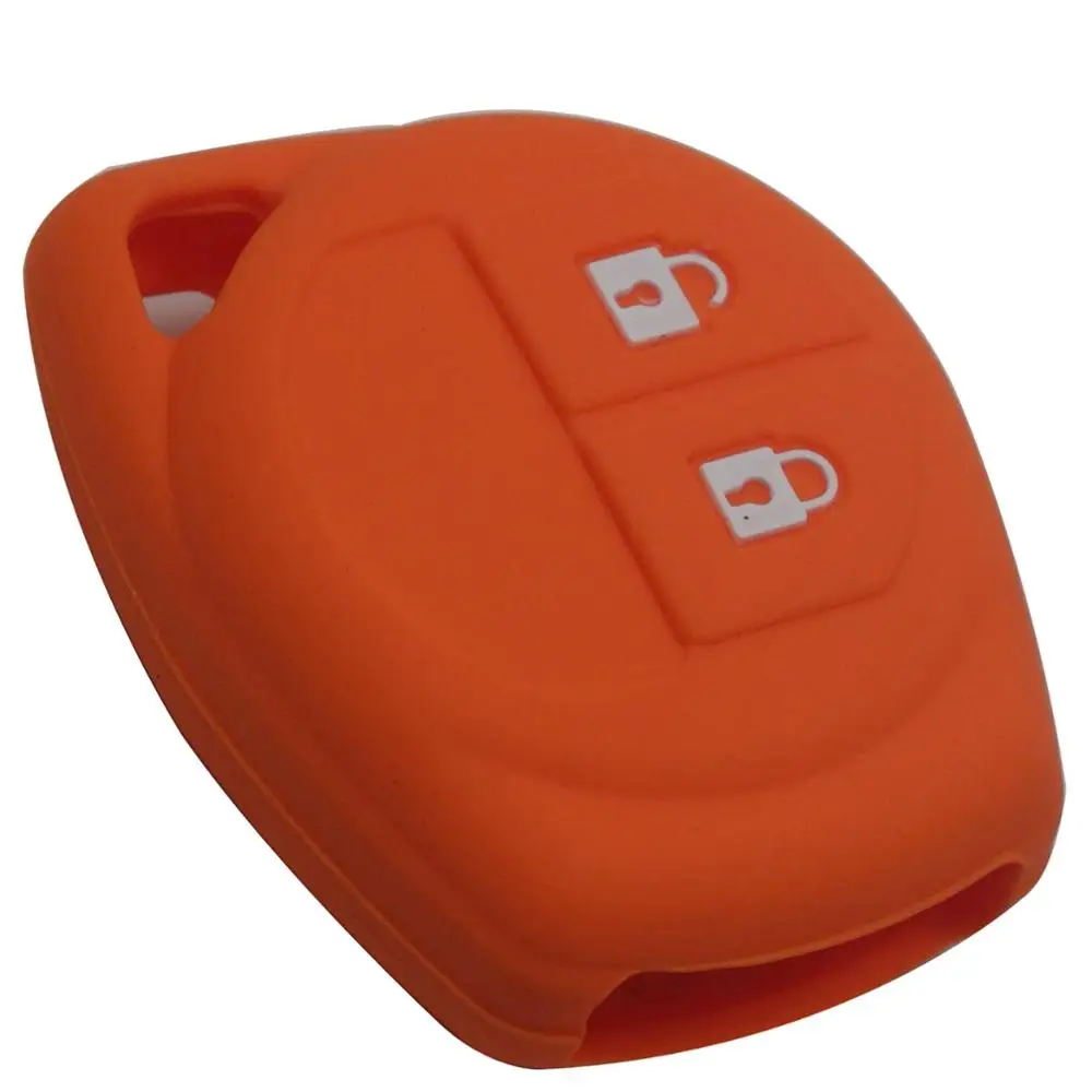 orange jingyuqin New 2 Buttons Remote Silicone Rubber Car Key Case Cover For Suzuki SX4 Swift Vitara Holder Case - Цвет: orange