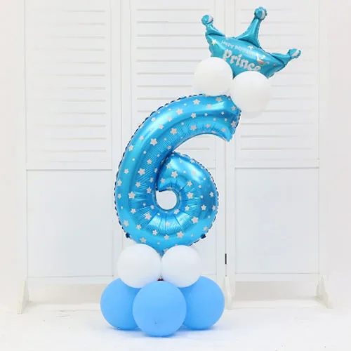 Blue 6 32 inch Количество шар розовый синий цифра гелия шары День рождения украшение для мероприятий, вечеринок, свадьбы Поставки номер фольги big шаре - Цвет: Blue 6