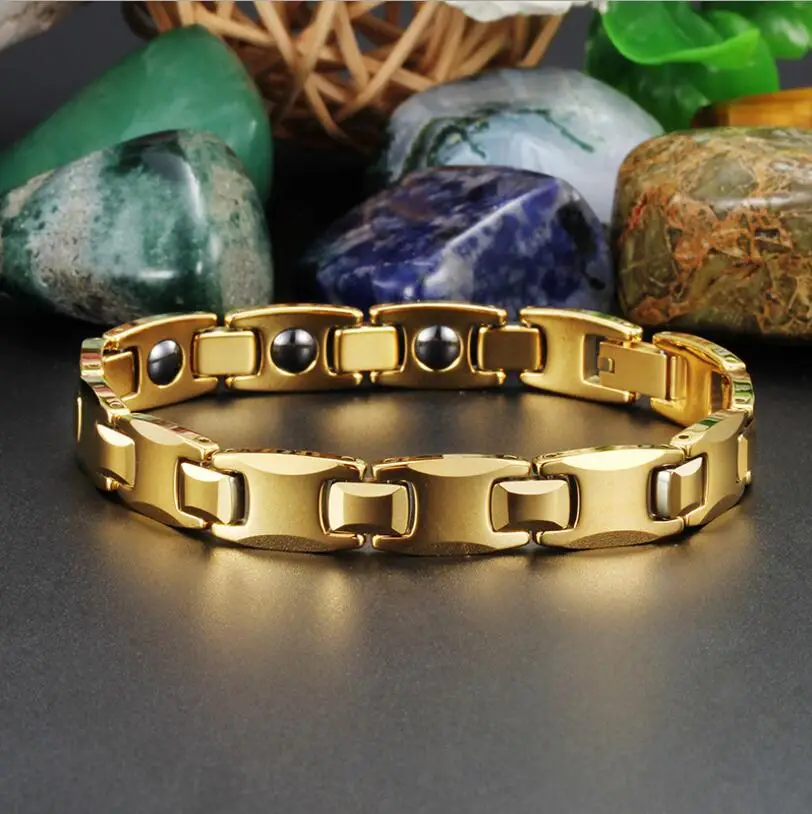 

Top Quality Gold Tungsten Steel Health Man Bangles Bracelets for Men Women Hologram Bracelet Energy Men Bracelet Jewelry pulsera