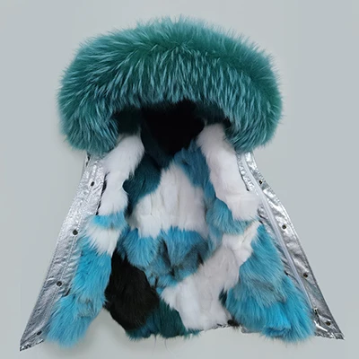 C15 short fox liner Furlove новинка, зимние пальто, женские куртки, настоящий большой воротник из меха енота, толстые женские пуховики и парки серебряного цвета, пальто из искусственного меха - Цвет: C15 short fox liner