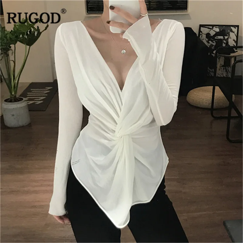 Женская футболка с длинным рукавом RUGOD летняя повседневная треугольным