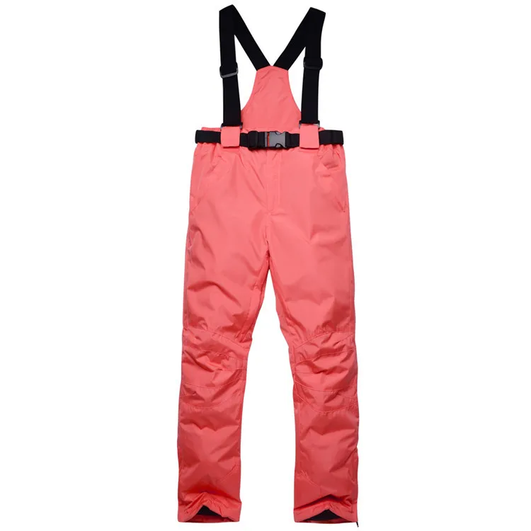Watermelon Red Новые зимние плотные теплые лыжные брюки для мужчин и женщин, ветрозащитные водонепроницаемые брюки на подтяжках, зимние штаны для сноуборда размера плюс - Цвет: Watermelon Red