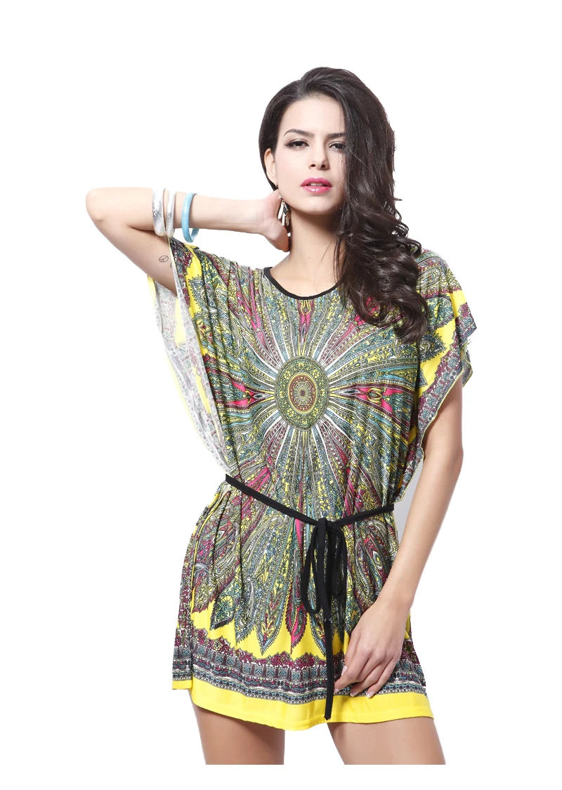 Рукав &quotлетучая мышь&quot женское платье потерять Повседневное богемный сарафан