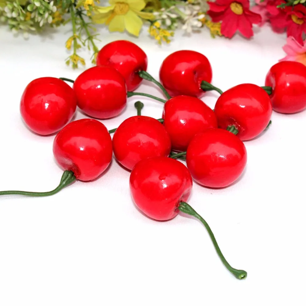 20Pcs Mini Simulation Small Cherry Foam Plastic Fake Artificial Fruit Model Party Kitchen Wedding Christmas Tree Decoration | Дом и сад