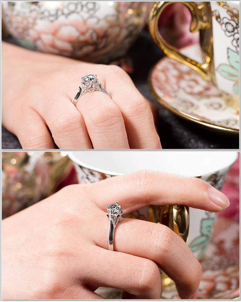 Ювелирные кольца из белого золота 18K для женщин Moissanite обручальное кольцо 1.0ct карат роскошный Сертифицированный Лебедь дизайн