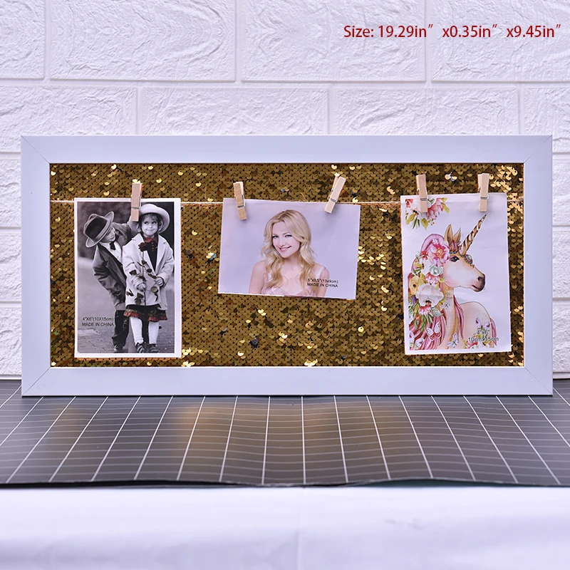 Nature Solid Simple Wood Frame Diy Sequined Background Photo Frame Modern Family Baby Couple Picture Display Wall Decoration