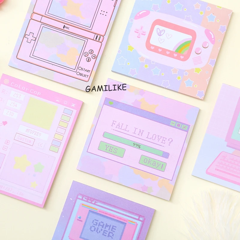 Kawaii розовый компьютерная игра липкий блокнот для заметок детский планировщик блокнот бумажные закладки для школьных учебников офисные принадлежности подарок