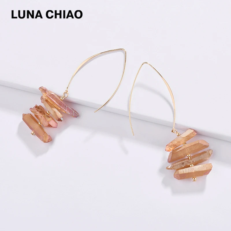 Женские серьги-подвески с большим крючком LUNA CHIAO модные ювелирные изделия из