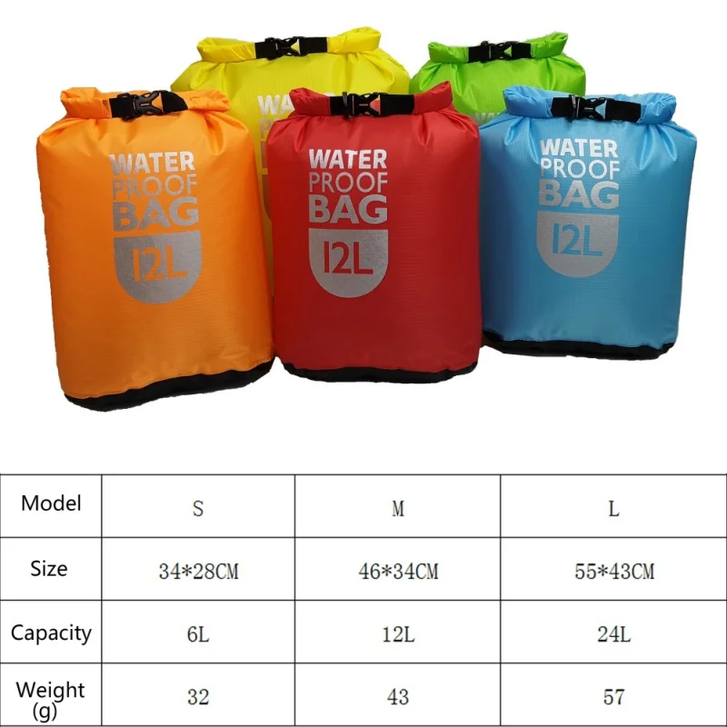 

6L12L 24L Waterproof Dry Bag Pack Sack Swimming Rafting Kayak River Trekking Floating Sailing Canoing Waterproof