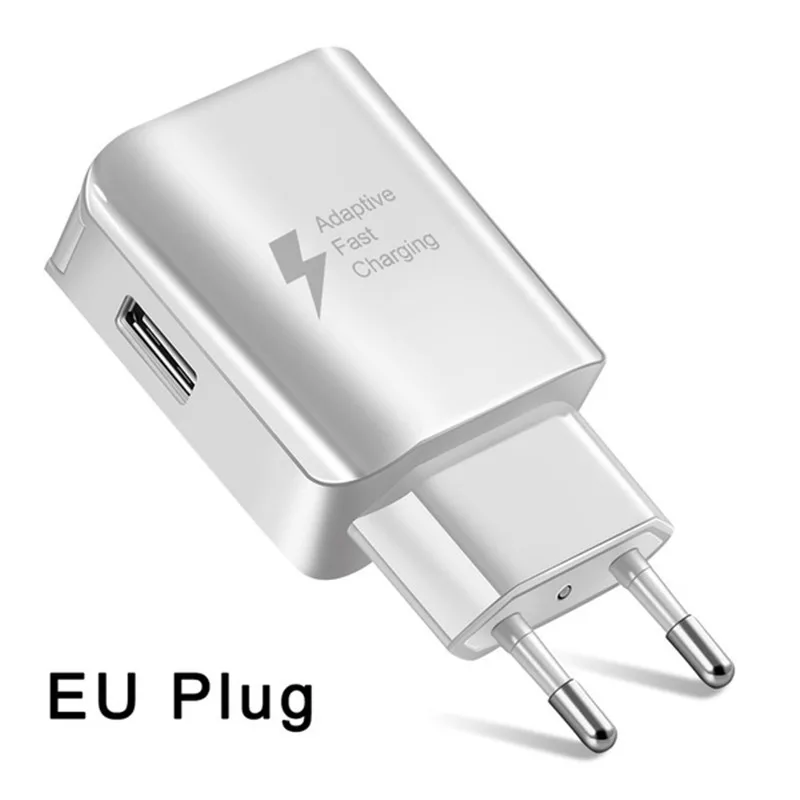 EU White Адаптивное быстрое зарядное устройство для samsung S10 Plus S9 S8 note 9 зарядное устройство 5 В 2A EU US разъем для Galaxy S9 S10 S8 samsung A40 A50 зарядное устройство - Тип штекера: EU White