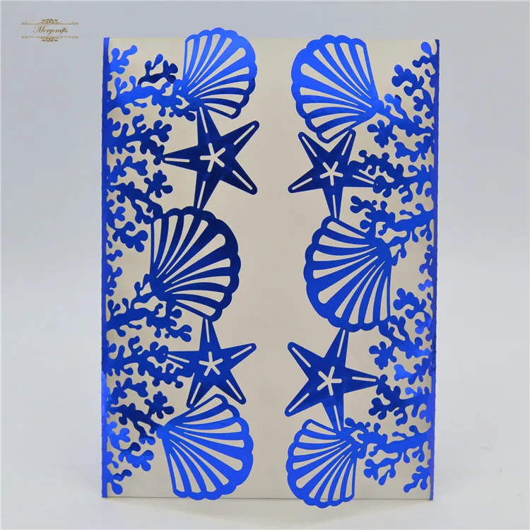 Морские украшения свадебные приглашения складные темно синие|navy blue|navy blue