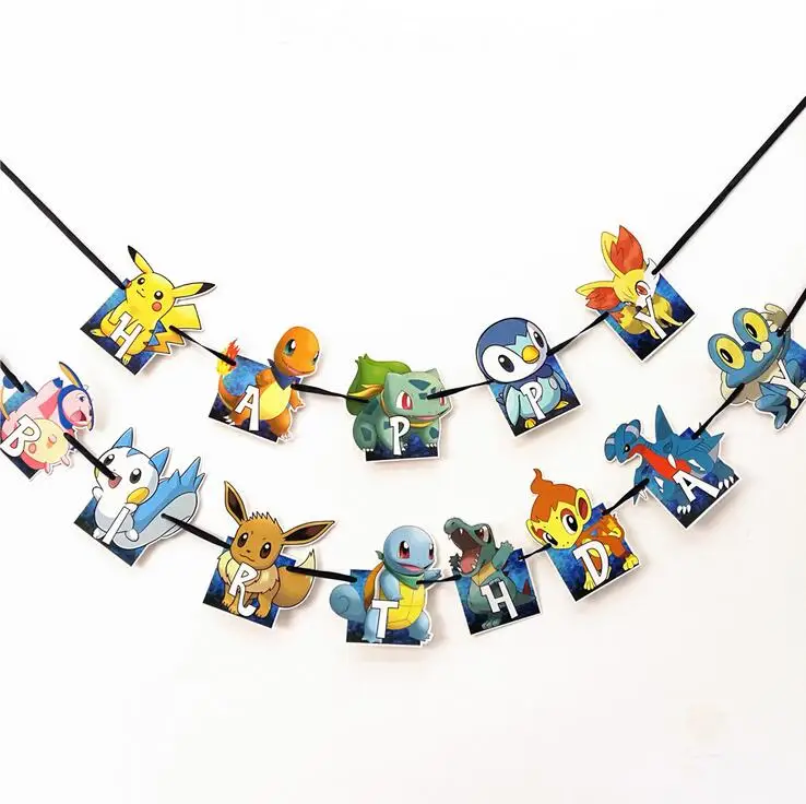Pokemon украшение партии С Днем Рождения овсянка баннер День рождения Аксессуары