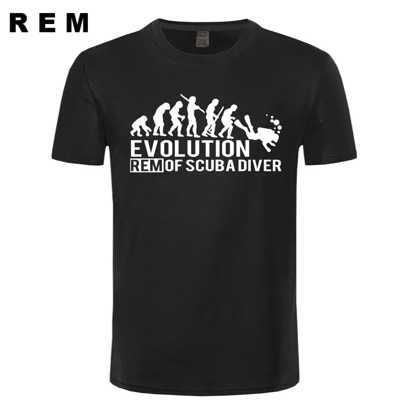 

REM EVOLUTION OF SCUBA DIVER dive down flag Dive funny Black T-Shirt Mens 2015 New Designs Summer Style T Shirt Top Tees