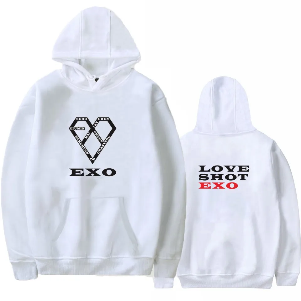 Розовые милые женские толстовки EXO Kpop осенняя Повседневная Уличная одежда в