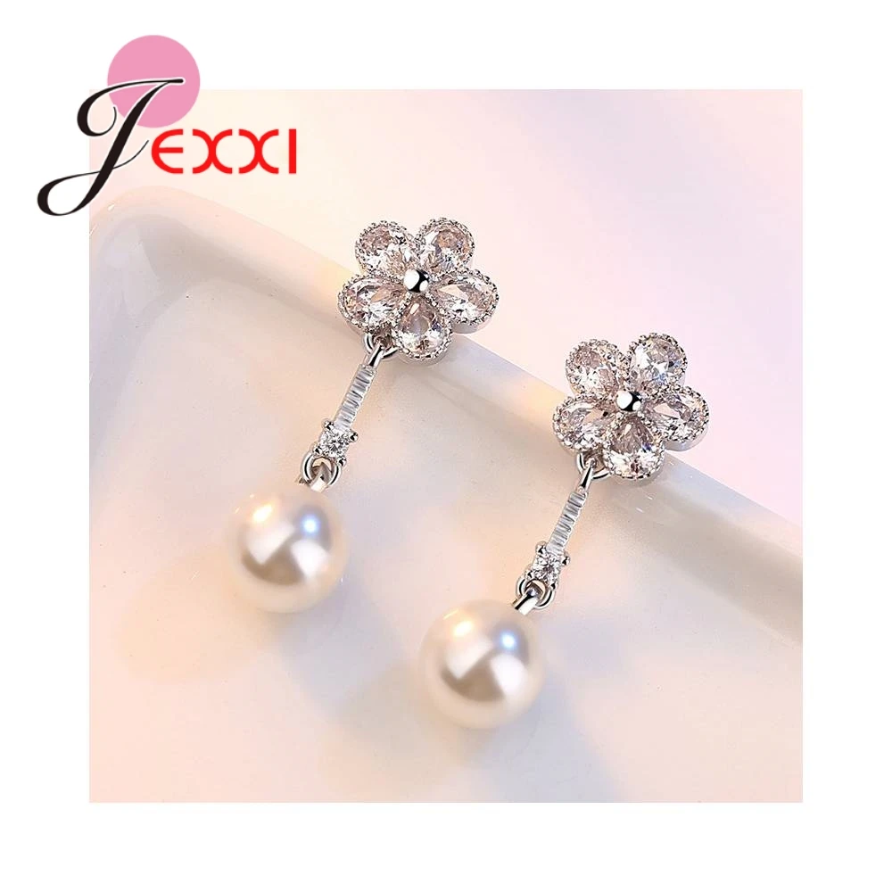 Лидер продаж Классические Стильные жемчужные серьги красивые кристаллы