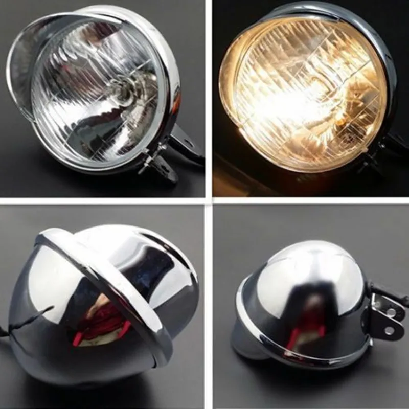 

Universal 5.7" High Low Beam Chrome Motorcycle Headlight Lamp Chopper Cafe Racer Cruiser Bobber Chopper Touring Offroad