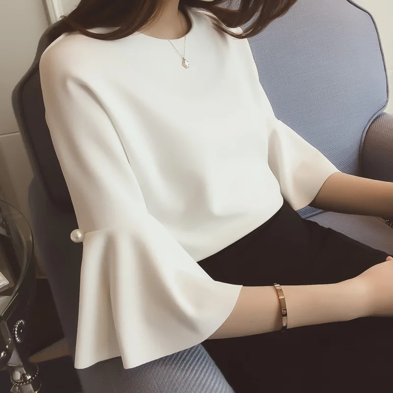 Женская блузка MLXSLKY белая шифоновая с рукавом фонариком|chiffon blouses shirts|chiffon shirtshirt