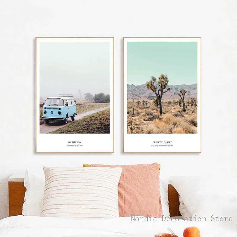 LZN скандинавский плакат синий автомобильный дорожный настенный художественный