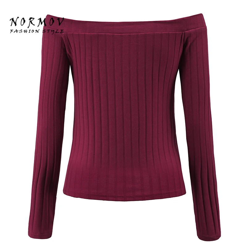Normov S-XL одноцветное Цвет футболка с длинными рукавами осень-весна пикантные узкие