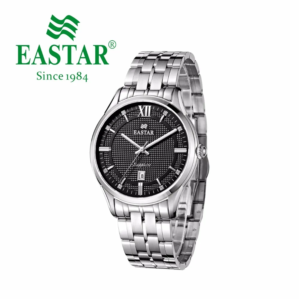 

Eastar Black Dial Elegant Female Watch Women Fashion Clock Silver Quartz Watch Couple Diamond Crystal Stainless Steel Wristwatch