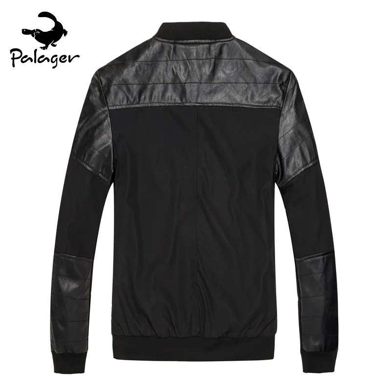 Palager бомбардировщик куртки моды для мужчин мужские slim fit легкий кожа лоскутные