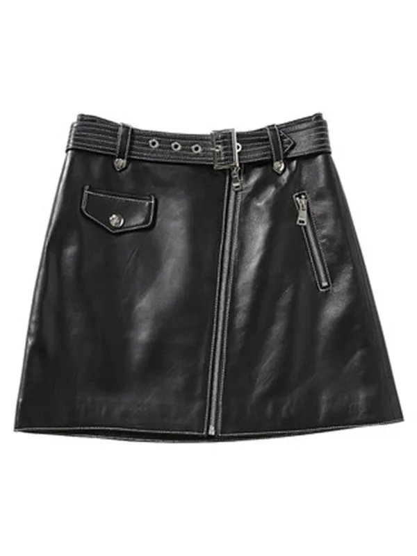 Женская мини юбка из натуральной овечьей кожи осенняя элегантная офисная Faldas Mujer