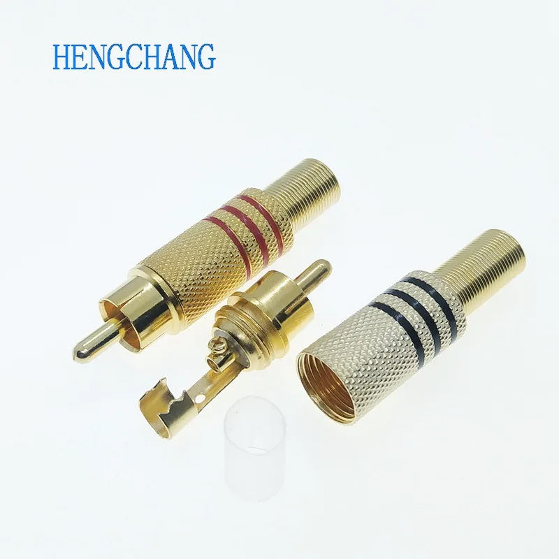10Pcs Gold Plated weldless RCA Plug for Audio video Male Connector With Spring Cable Protector | Электроника