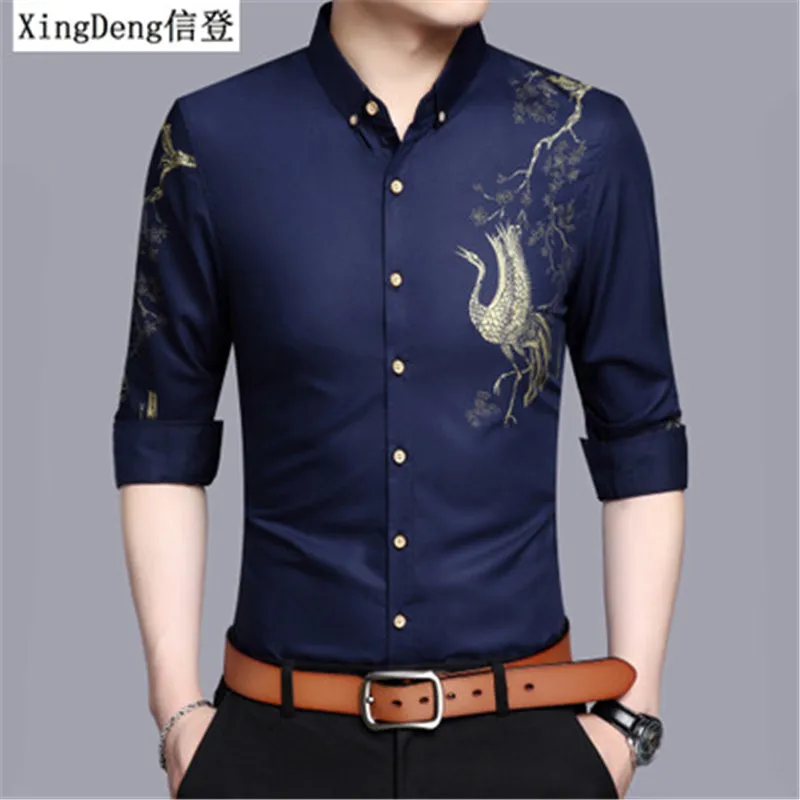 

XingDeng 2018 New Business Casual Shirt Plaid Men fashion Shirts Arrival Mens Famous Brand Clothing Long Sleeve Camisa plus 4XL