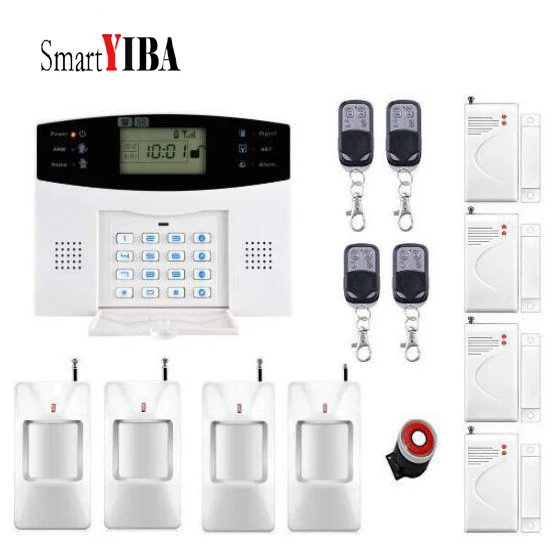 

SmartYIBA Anti-theft Wired Siren Sensor Detector Home Smart Alarm System+4 remotes GSM SMS Alarm Kits