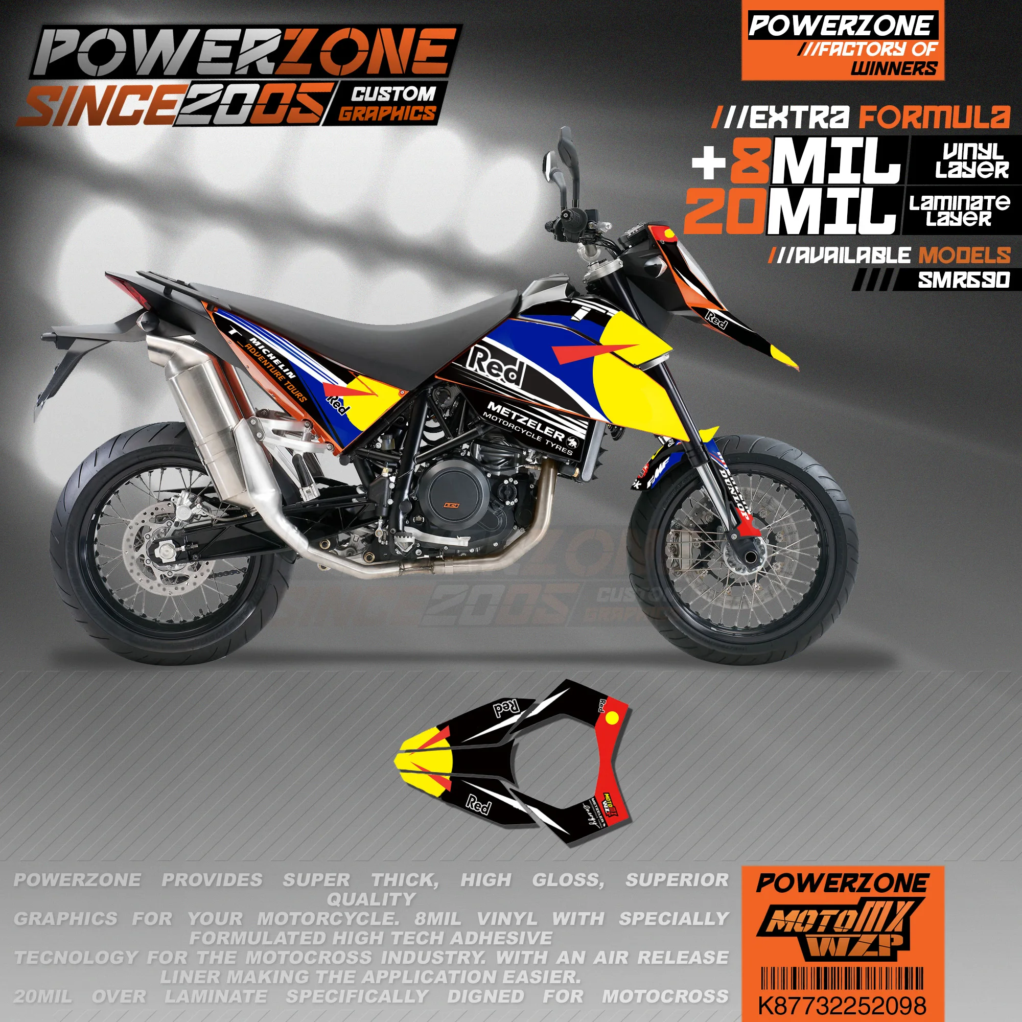 PowerZone на заказ футбольной команды Графика Фоны наклейки 3m Набор наклеек для KTM SM
