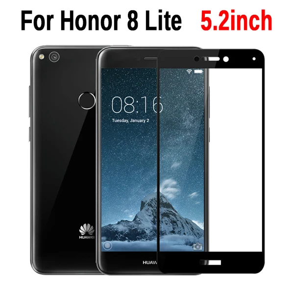 2шт стекло для huawei Honor 8 Lite светильник защитное закаленное защитное стекло на Honor 8 Honor8 Lite светильник 8lite защита экрана - Цвет: Black