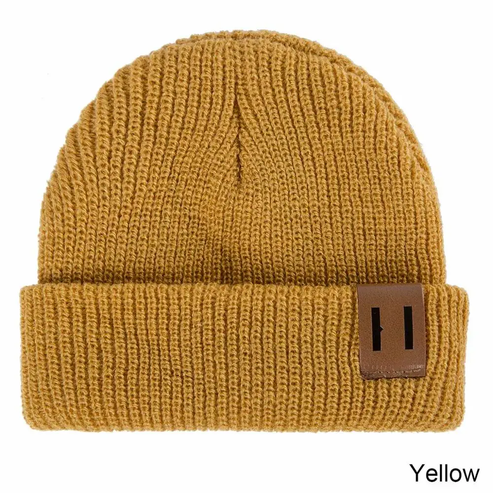 children yellow Новинка; зимняя шапка для мужчин, женщин и детей; Skullies Beanies; вязаная шапочка; шапки для родителей и детей; теплая однотонная детская мягкая шапка; шапка - Цвет: children yellow