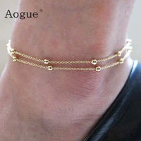 new double infinite beads pendant anklet foot chain for woman summer bracelet charm 2 color anklets foot jewelry gift